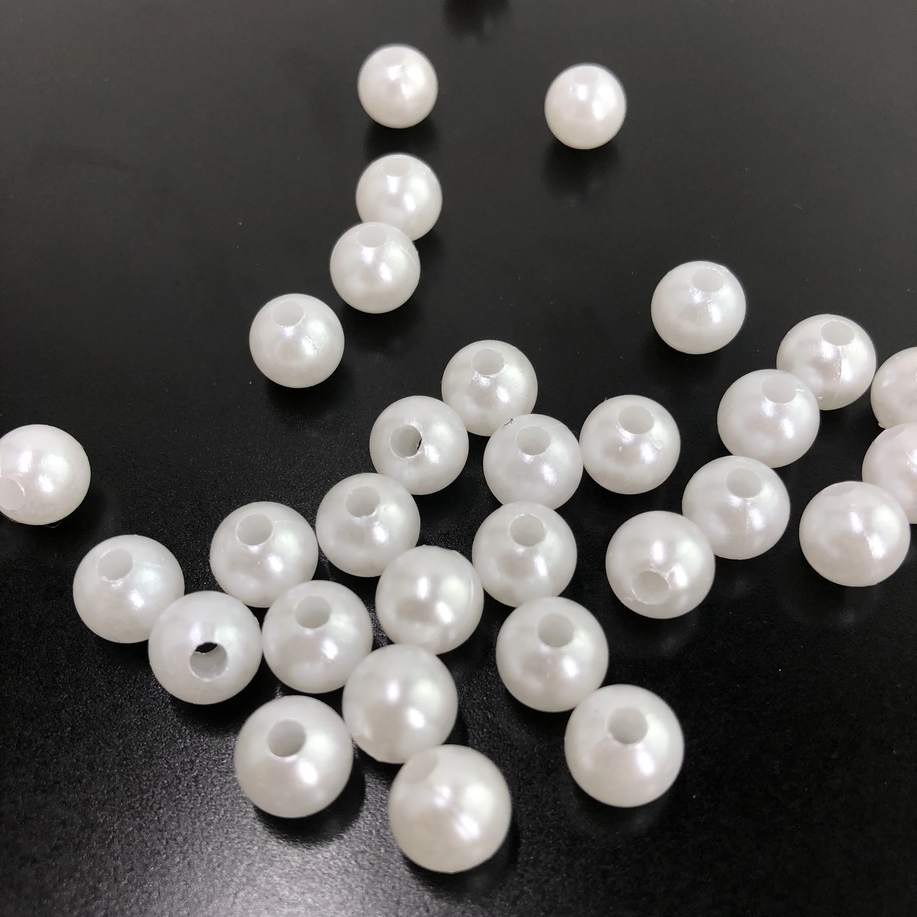 

Factory White Cream Color Imitation ABS Plastic Round Pearl Beads With Holes, Custom color