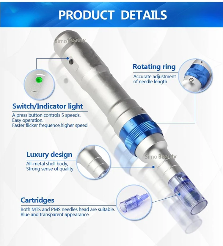 CE certificate new needle cartridge pen a6 wireless auto micronedeling system