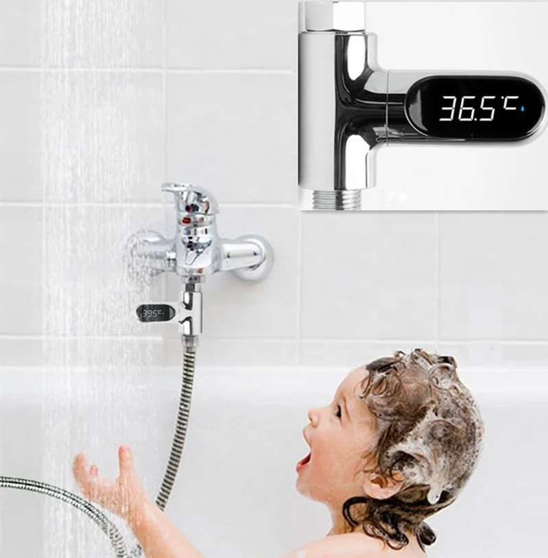 

BETTER Water Flow Self-Generating Electricity Water Temperaturer LED Display Home Water Shower Thermometer