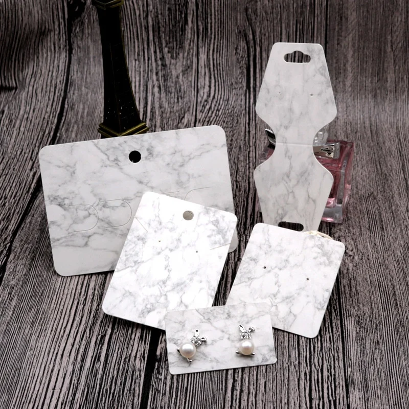 

Wholesale white marble paper cards earring packaging card hanging holder jewelry necklace bracelet stud earring packaging cards