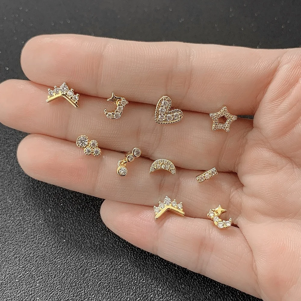 

Factory Price 18K Gold Plated Cubic Zirconia Diamond Mini Men Stud Earrings Piercing Jewelry