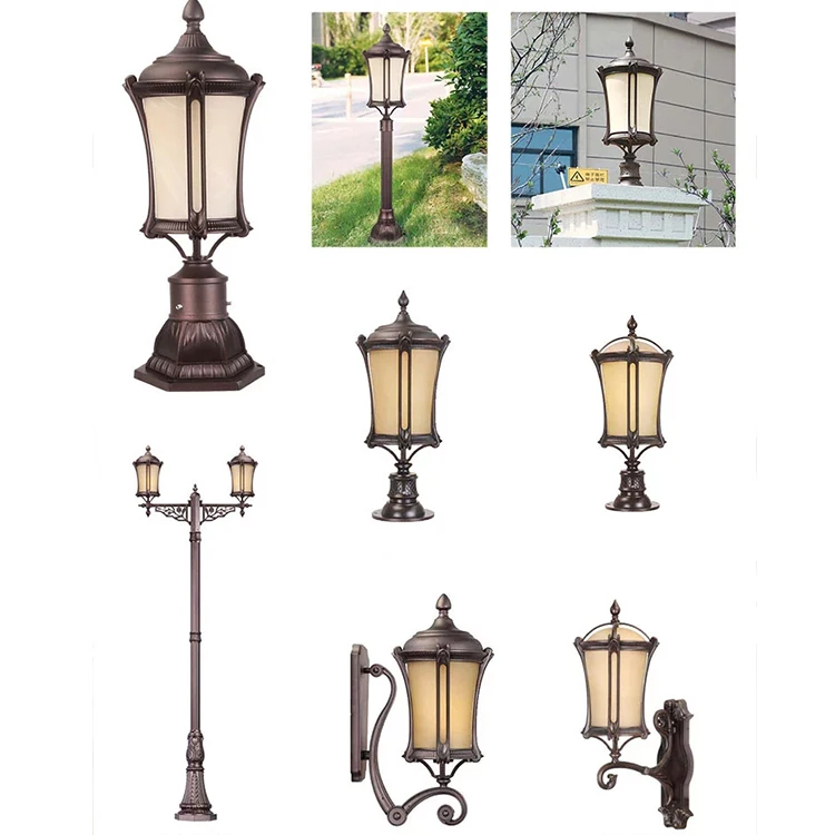 Factory price custom made Antique waterproof garden light wall lamp post aluminum garden lighting pole light landscape lighting