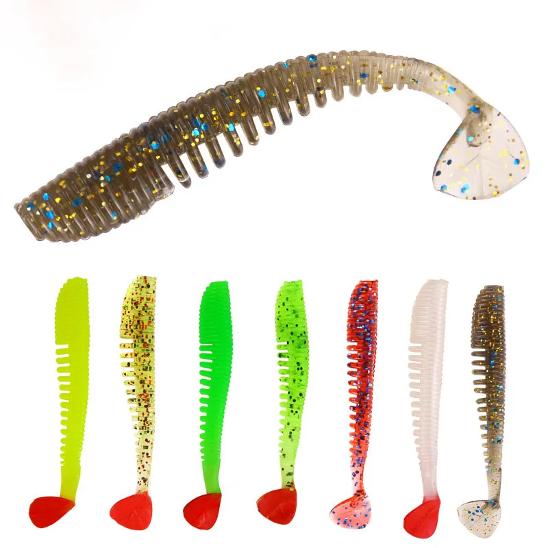 

TOPIND 10Pcs/Bag /2.5g Plastic Fishing Lures Paddle T Tail Double Soft Bait for Freshwater Saltwater, 7 color