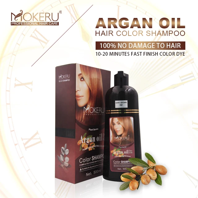 
Mokeru 500ml Natural Argan oil Color Dye Shampoo Fast Dye Hair with Herbal Extract Grey Hair Permanent Treatment 