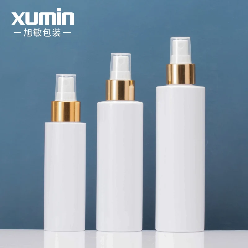 

white body refillable bottle spray 100ml 150ml 200ml pet gold mist spray bottle luxury spray bottles for cosmetics packaging