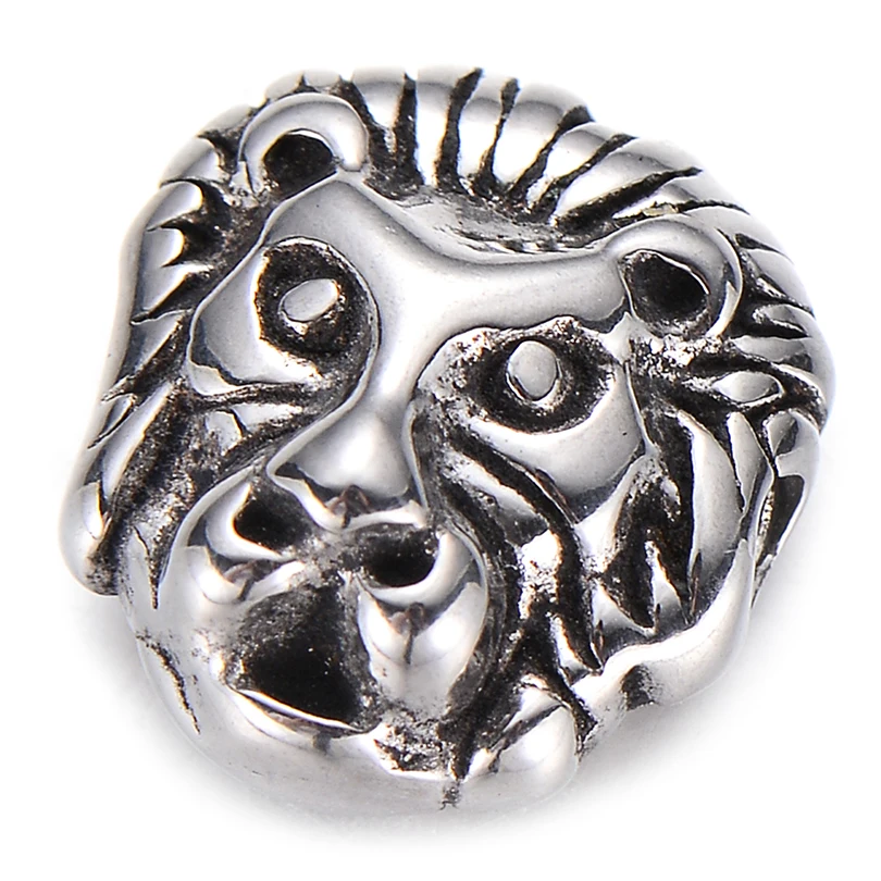 

DIY Animal Lion Head Beads Charms for Bracelet Jewelry Making Accessories Wholesale Stainless Steel Beads