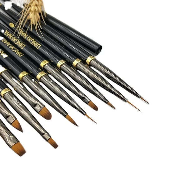 

JSM Professional Japaness Nail Art Brush Set Pure Glitter Pvc Sets Beauty Packaging Nylon Hair metal handle