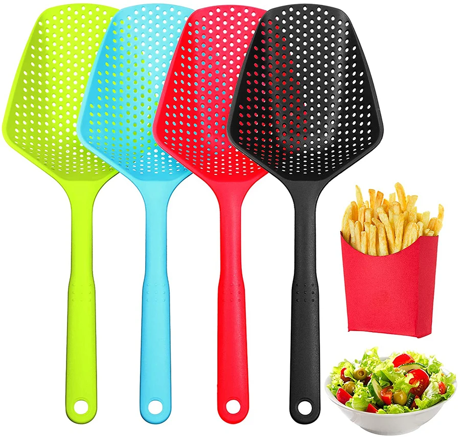 

Plastic Colander Filter Shovel Strainer Scoop Food Drain Shovel Slotted Skimmer Cooking Tools Kitchen Accessories Gadgets, Mix color