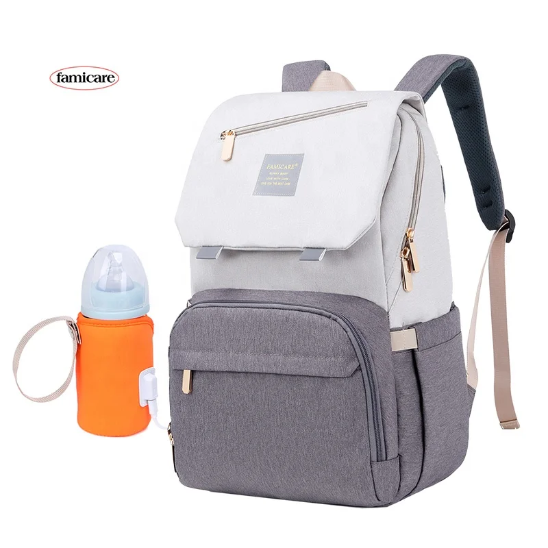 

Baby Diaper Bag Backpack Drop Shipping Moms Travel Nursing Bag Stroller Bag Handbag with Warmer New Products for KOL Influencers, Grey black, grey beige, grey pink
