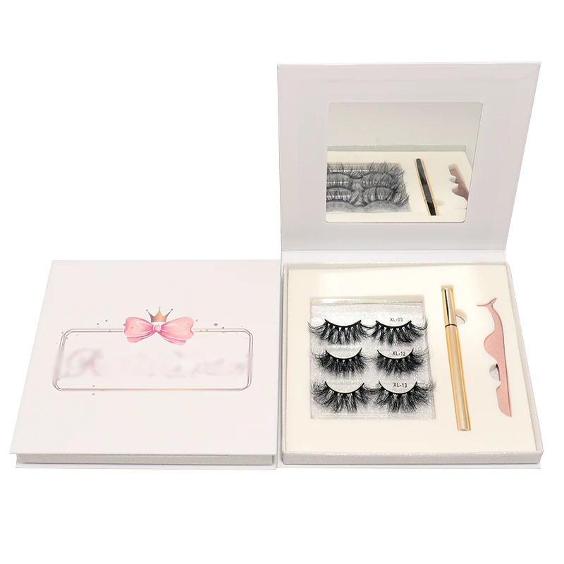 

6d Real mink lashes blooming eyelashes wholesale eyelashes box set Cusztom logo &sticker with Christmas eyelash packaging, Natural black