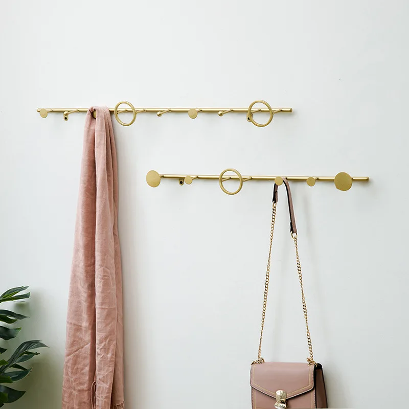 

Fitting Room Entryway Hallway Unique Novelty Modern Decoration Wrought Iron Mount Clothes Coat Hat Hanger Rack Wall Key Hook, Gold