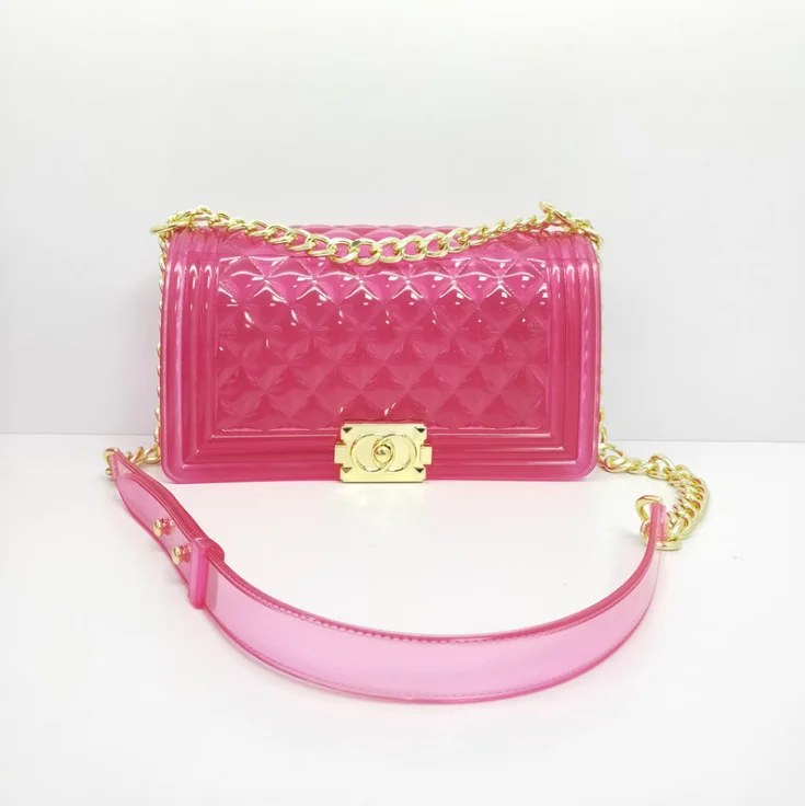 

Fashion rainbow color shoulder bag jelly chain purses and handbag for girls, 18