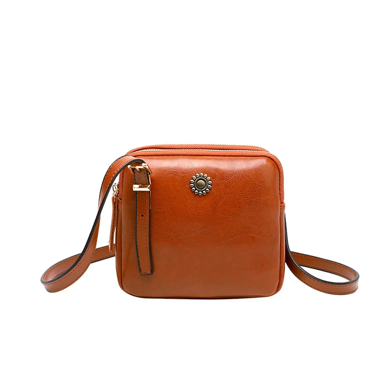 

EG417 pu leather Custom logo retro small square oil wax handbags ladies sling bags for women shoulder