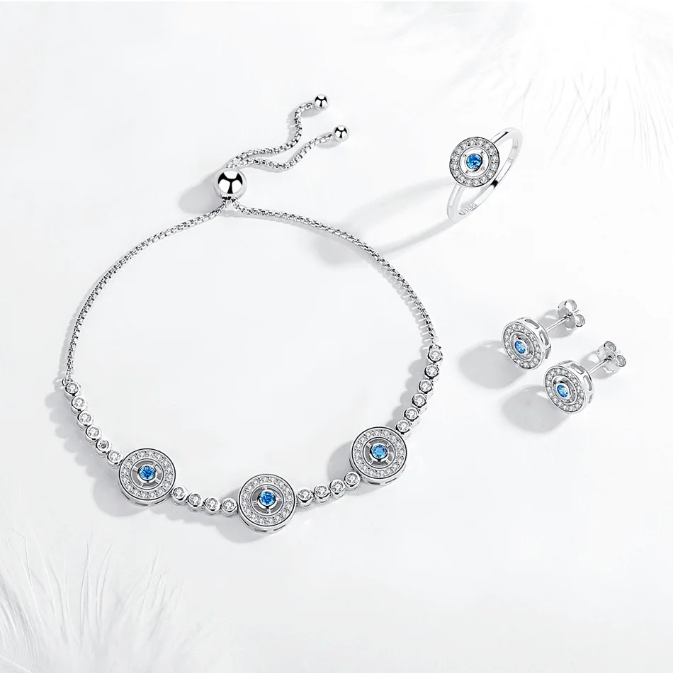 

Luxury Women Evil Eyes Hamsa Bracelet 925 Sterling Silver Round Blue Eyes Hollow CZ Crystal Tennis Bracelet Men Jewelry