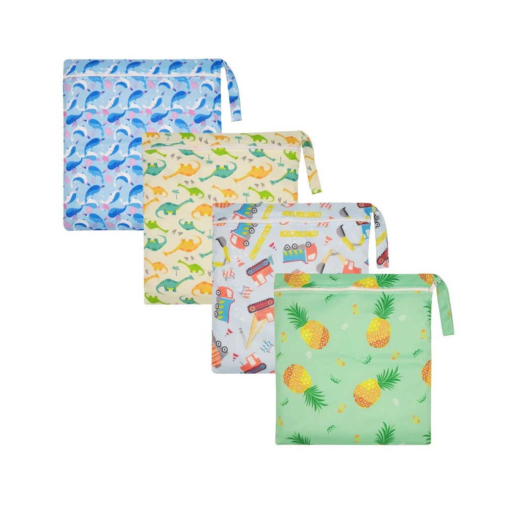 

YIFASHIONBABY Waterproof Single Zipper Bag Printed small reusable Bag Pocket Stroller Diaper Bag Reusable, Dozens of design for choice