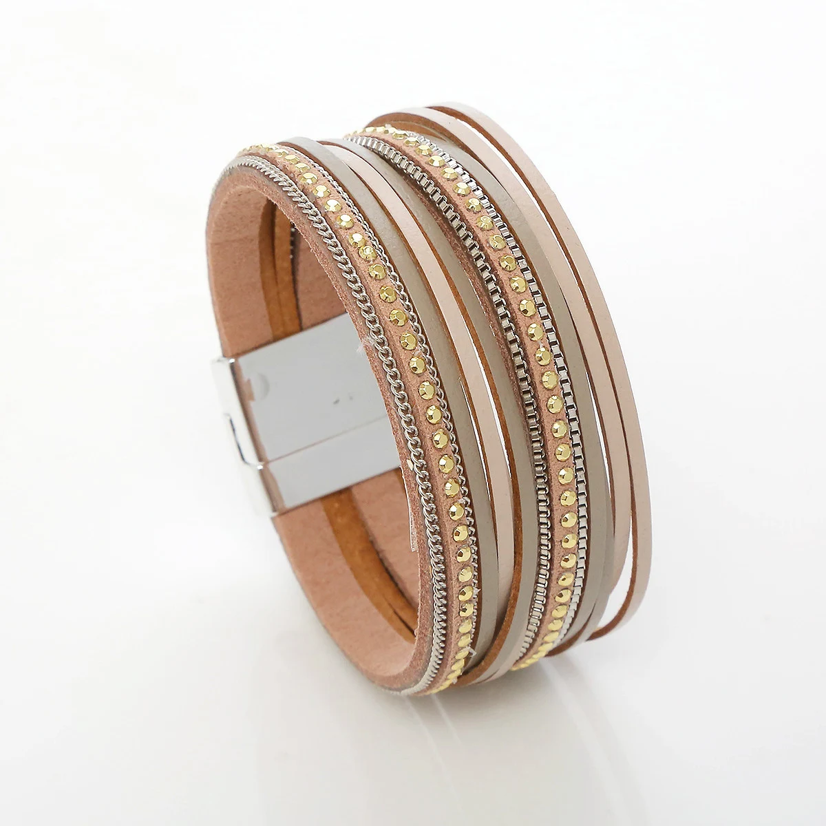 

2021 Sailing Jewelry Fashion Leather Rope Bracelet Multilayer Magnet Clasp Bracelet Leather Wrap Magnet Clasp Bracelet