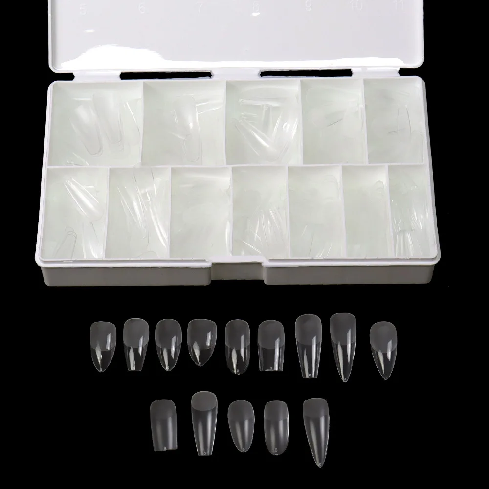 

Soft Gel Nail Tips Long Stiletto 504 PCS Full Cover Clear Pre-buff PMMA False Press on Gelly Nail Tips For Nail Salons