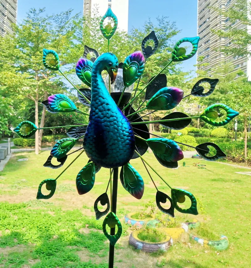 Garden Ornaments Peacock Bird Animal Shape Wind Spinners Outdoor Metal ...