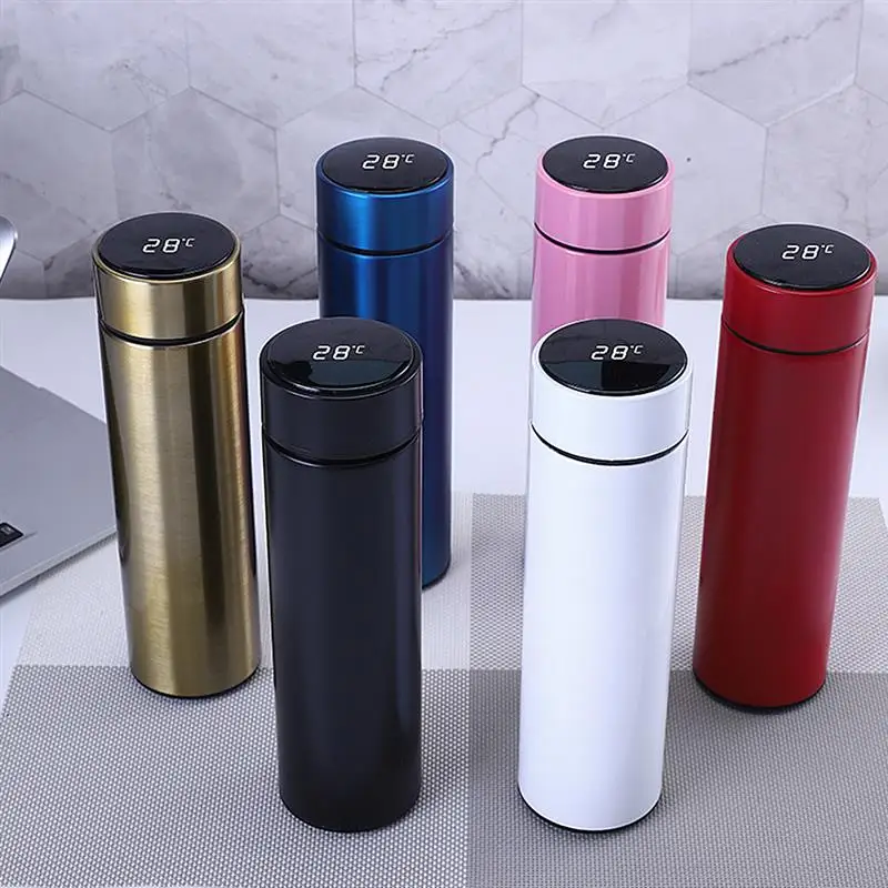 

Multi-color Water 500ml 304 Stainless Steel LED Vacuum Cup temperature Digital Display Portable Drink Bottle