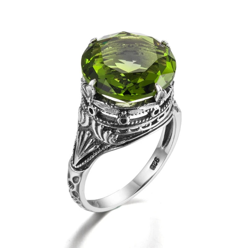 

Factory Supply Peridot Gemstones Rings Jewelry Women 925 Sterling Silver
