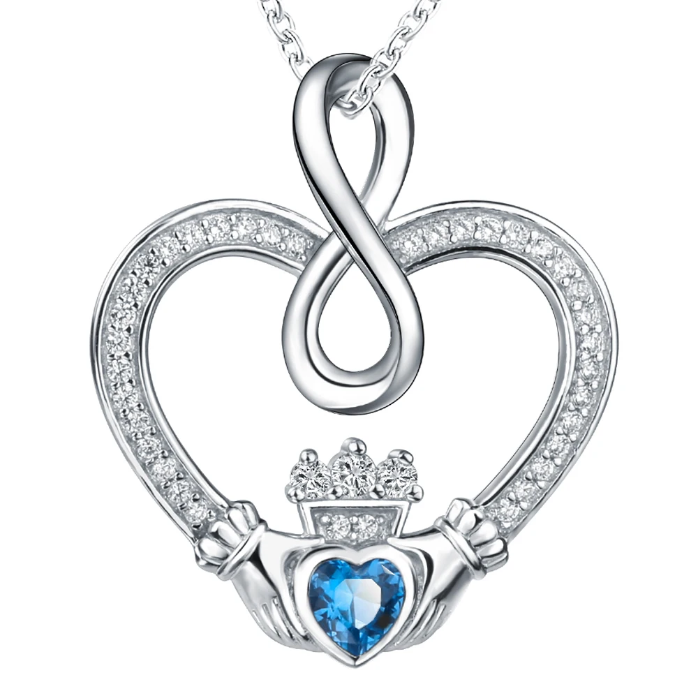 

Wholesale 925 Sterling Silver Infinity Symbol Pendant Chain Heart Infinity Love Necklace For Women, Picture shows