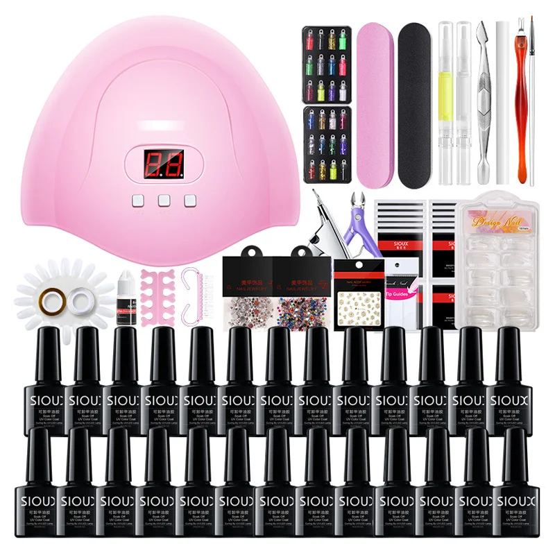 

Professional Gel Nail Polish Starter Full Acrylic Nail Art Kit Set Box For Beginners With Uv Lamp Supplies, Customized color