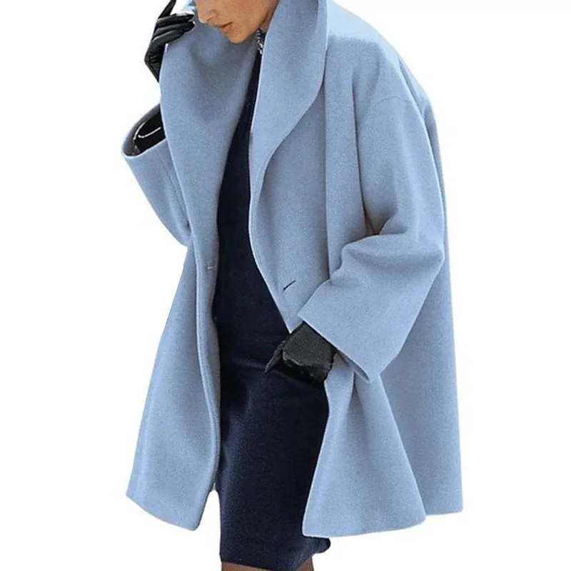 

new Women Woolen Winter Trench Double Button Fur Collar Coat Jacket women's coat