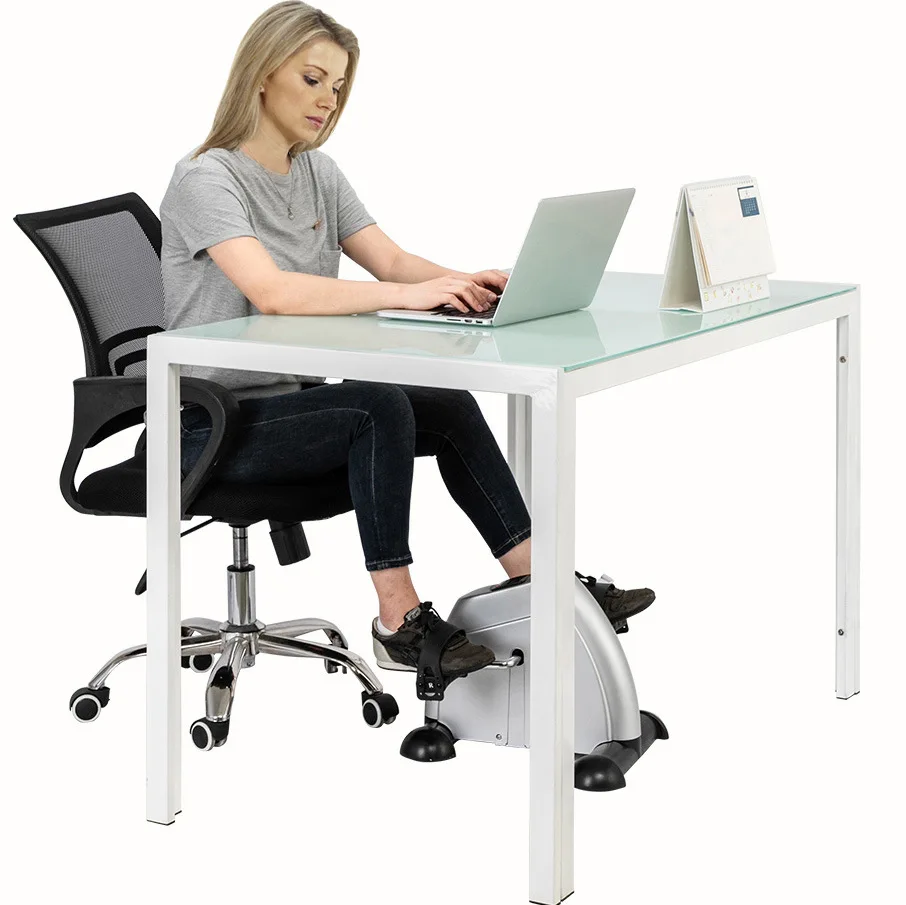 

Under Desk Indoor Home Office Hand Foot Pedal Rehabilitation Electric Mini Exercise Spinning Bike, Sliver
