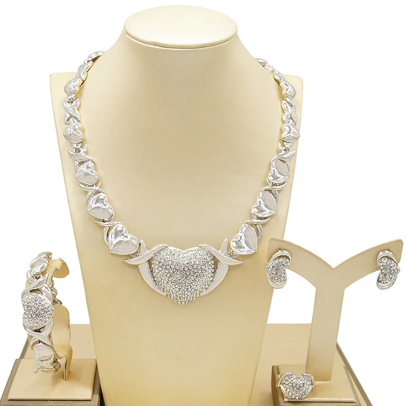 

Hot Sale Silver Plated Big Teddy Bear I Love You Jewelry Set American Diamond Hug and Kiss Xoxo Fashion Jewelry Set X0002