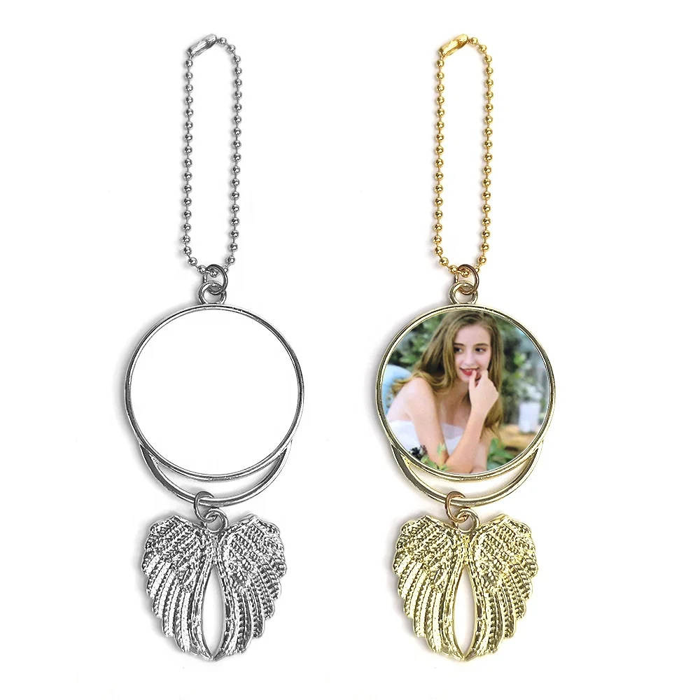 

Prosub Sublimation Blank Angel Wing Car Ornament Necklace Pendants Double Sided Printing Sublimation Necklace Blanks Pendants