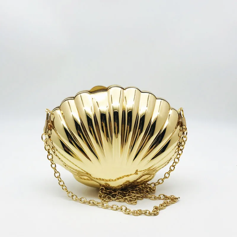

Fashionable metal clutch bag evening bag shell bag for woman, Gold