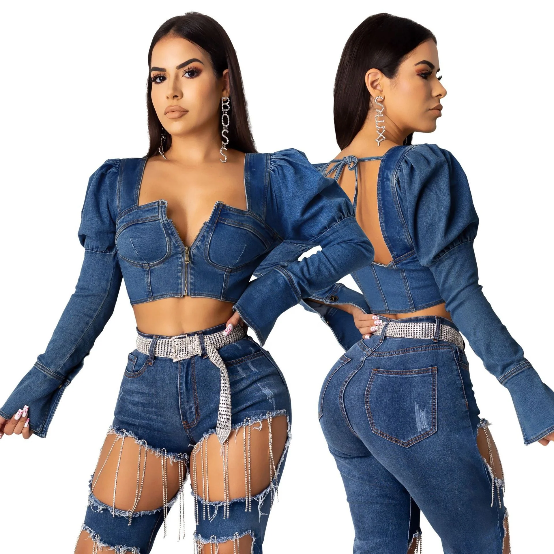 

B62341A Winter 2019 sexy European and American dress lapel slim short coat