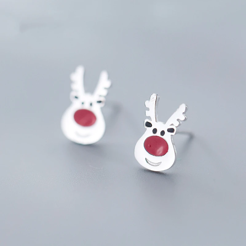

Daidan Earrings Enamel Snowman Christmas Jewelry Cute Animal Real Silver Deer Epoxy Earrings