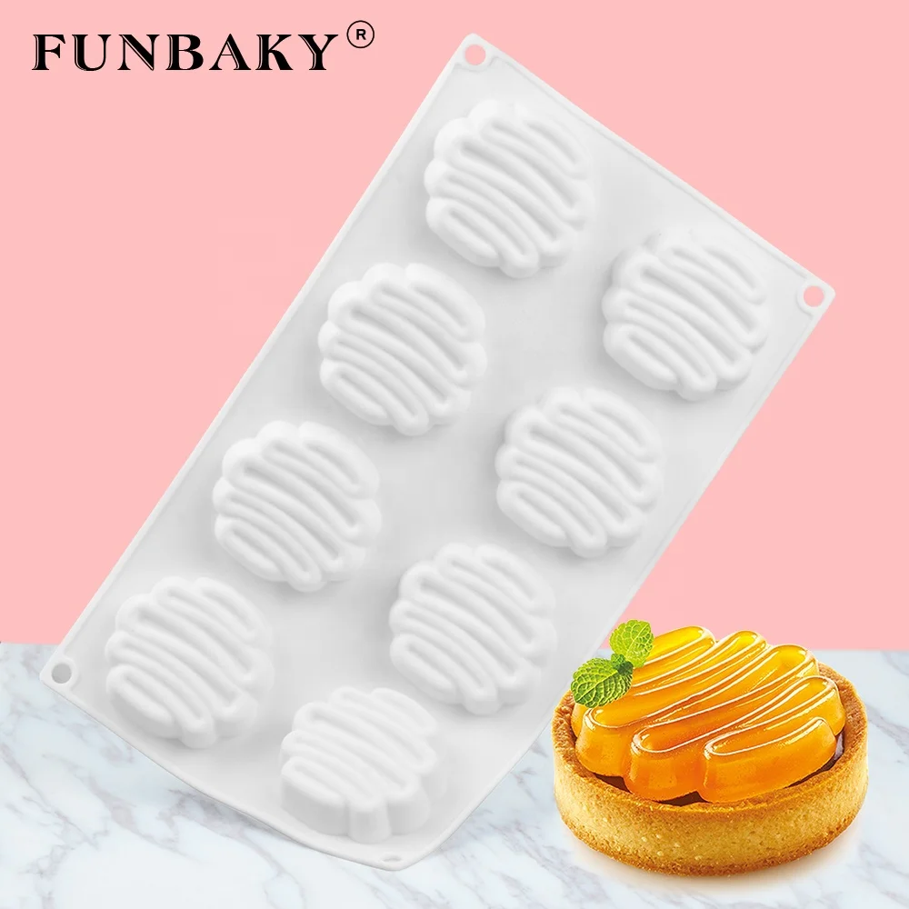

FUNBAKY JSC3165 Heat - resistant chocolate silicone dessert mould 3D baking cookies biscuit round shape mousse cake mold for DIY, Customized color