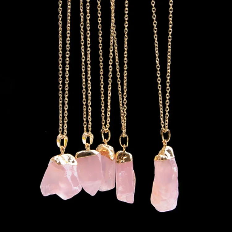 

Fahion Wholesale Natural Quartz crystal Stone Necklace Handmade Irregular Healing Natural crystal necklace