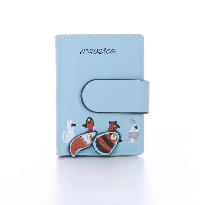 

New Girl Short PU Leather Card holder wallet purse manufacturers, Black / blue / coffee/ customized