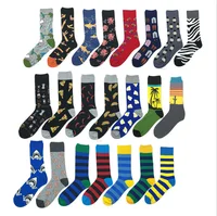 

New design high quality cotton tube of jacquard crew happy funny funky women girls boys happy novelty men's socks