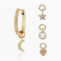 

aretes fashion women jewelry star and moon earrings diamond hoops