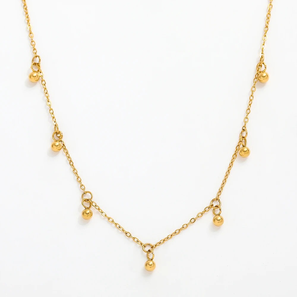 Joolim Jewelry 18K Gold Plated a String Little Beads Pendant Superfine Necklace Stainless Steel Jewelry Wholesale