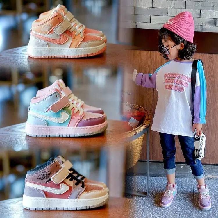 

AJ children's and girls' shoes 2021 summer new basketball shoes spring and autumn boys' high top board shoes hip hop trend