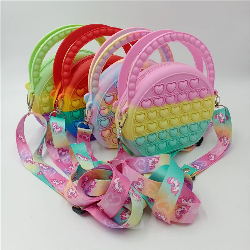 

Rainbow Kids Fidget Purse Pop Fidget Toys Shoulder Bag Purse for Girls Relief Stress Big Pop Purse Bag