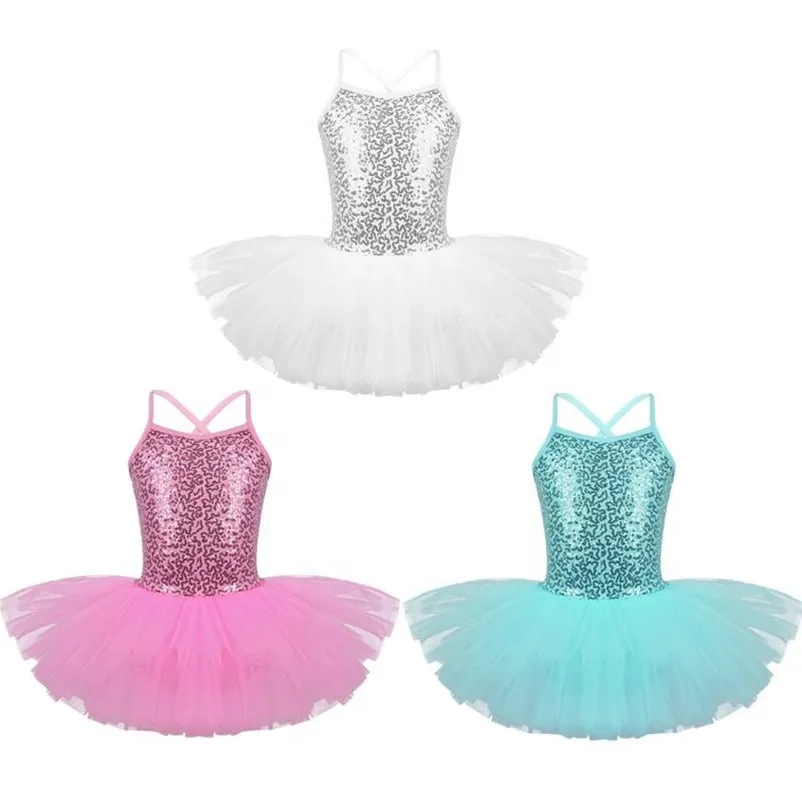 

KYO Girls Sleeveless Ballerina Prom Costume Sequin Ballet Tutu Dress Leotard Wear Kids Pink Dance Clothing