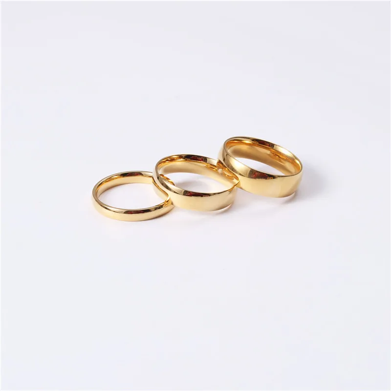 

INS Simple 316L Stainless Steel 14K Gold Plated High Polish 6MM Wide Wire Glossy Hoop Circle Finger Ring Band Rings Jewelry