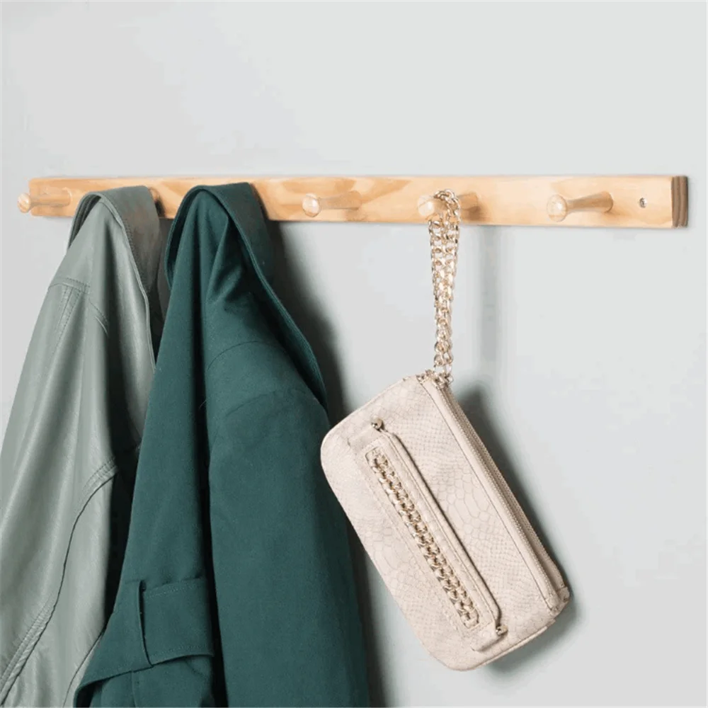 Entryway simple modern 6 hooks wall mount factory wholesale wood coat rack