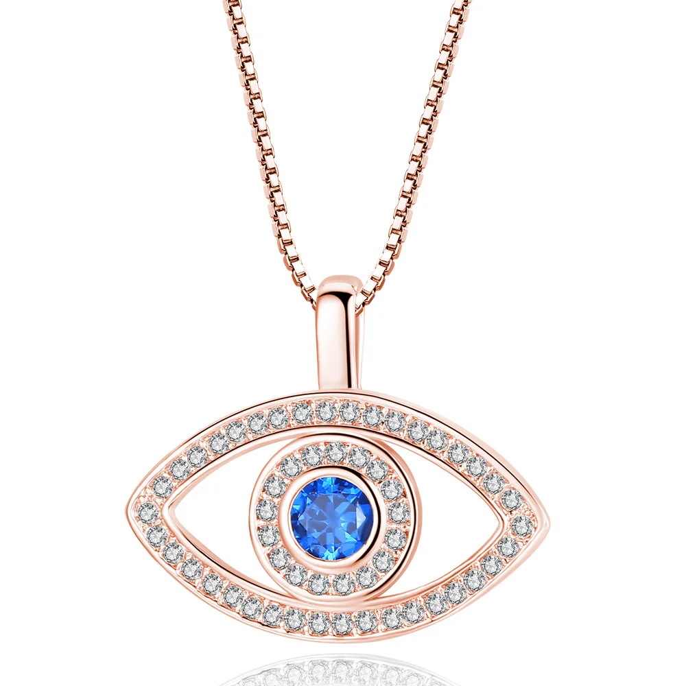 

2022 New hamsa jewelry Creative Brass Micro Inlaid Zircon Blue Eye charm Necklace Lucky Jewelry Dainty Turkish evil eye necklace, Gold/silver