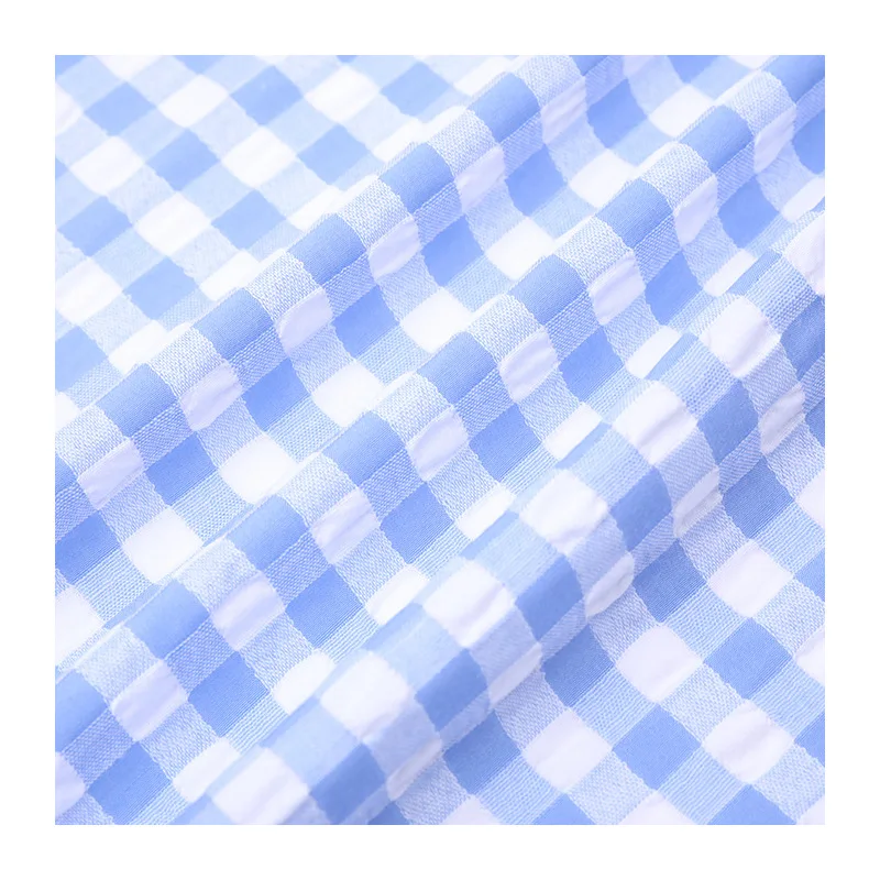 

TR plain yarn-dyed bubble crepe plaid