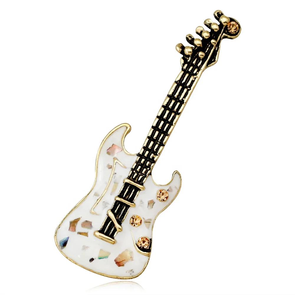 

Men Chic Enamel Violin Guitar Brooch Pins Wedding Party Miniature Musical Instrument Gold Tone Guitar Lapel Pin Jewelry