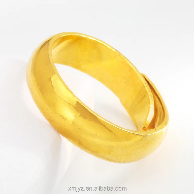 

Aliexpress Ring Female Brass Gold-Plated Opening Bright Face Medium Wide Niche Ring Ins Wind Ring