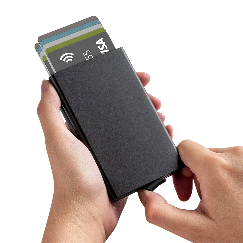 

Id Card Badge Holder Aluminum Cardholder Rfid Blocking Wallet With 10 Card Slots