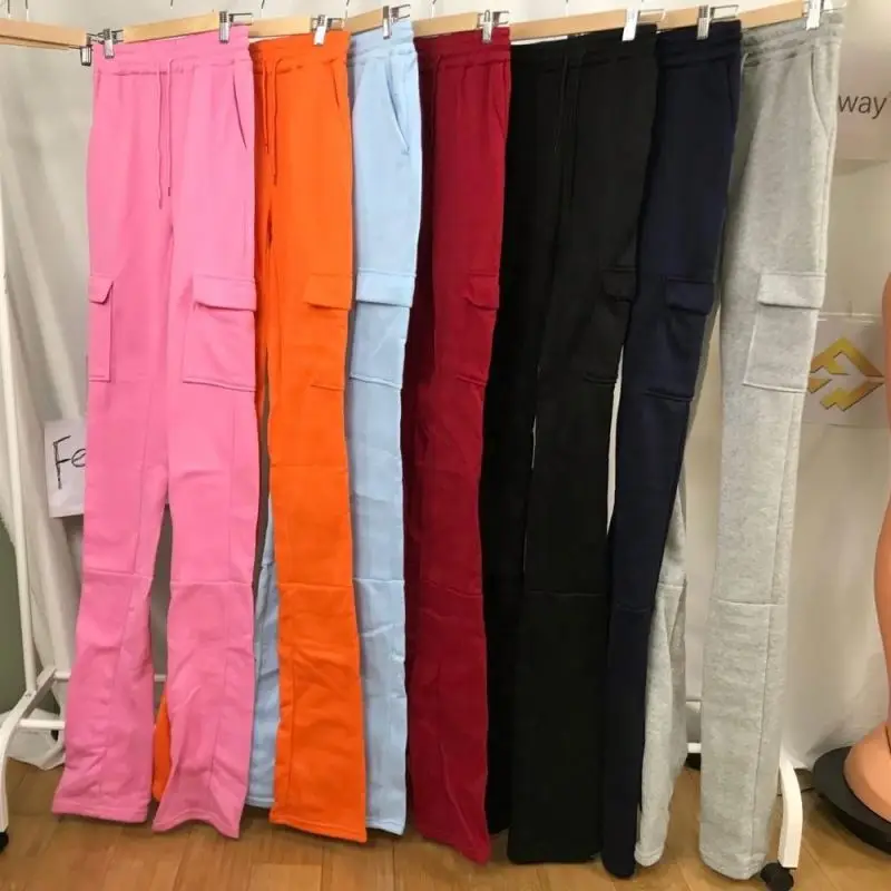

2021 Autumn Fashion Women With Ruched Pants Sides Sweatpants Stacked Joggers Stacked Pants, Black,pink,orange,light blue,gray,dark blue,burgundy